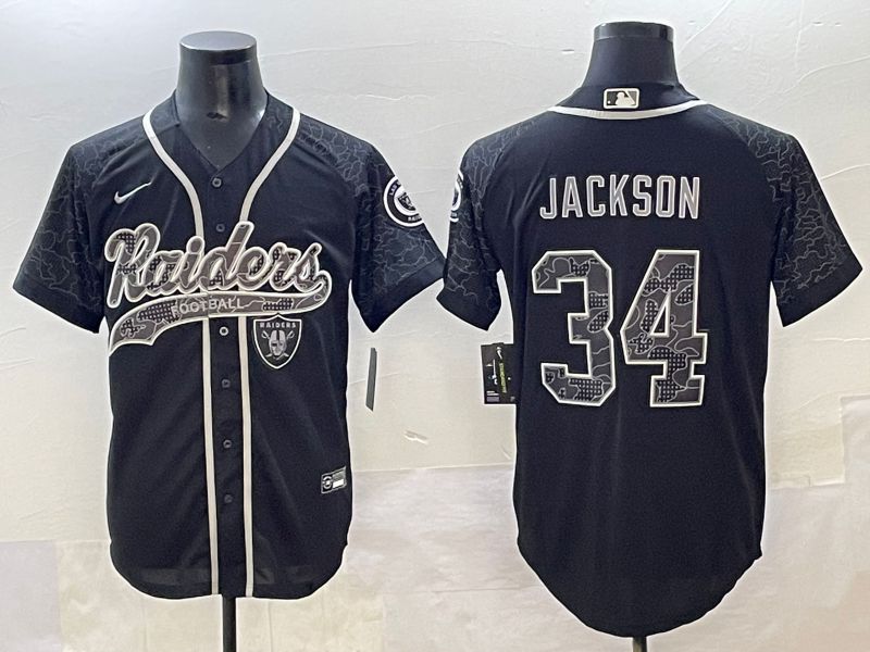 Men 2025 Oakland Raiders #34 Jackson Black Joint Name Nike Limited NFL Jersey style 1